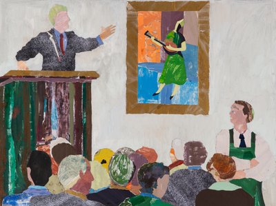 Il suonatore di mandolino, 2020 (collage) da Dione Verulam