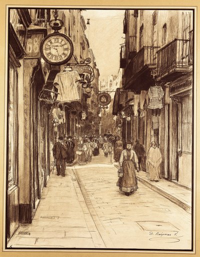 Via Plateria verso Piazza degli Angeli, Barcellona da Dionisio Baixeras Verdaguer
