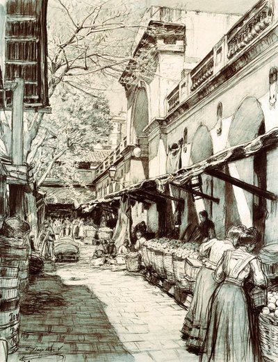 La piazza del mercato di Santa Caterina a Barcellona da Dionisio Baixeras Verdaguer