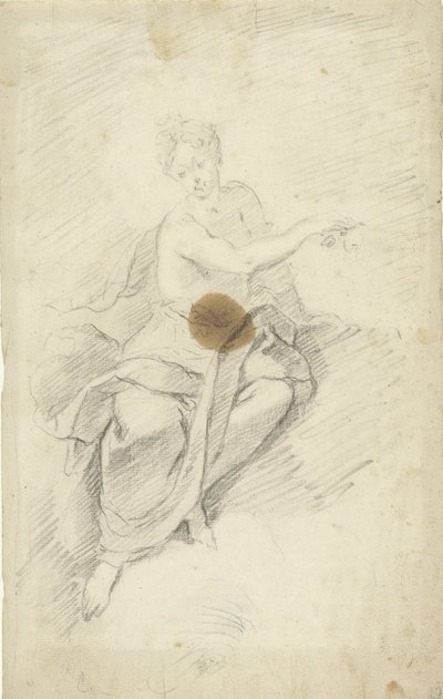 Studio di una ninfa o dea seduta tra le nuvole da Dionys van Nijmegen (possibly)