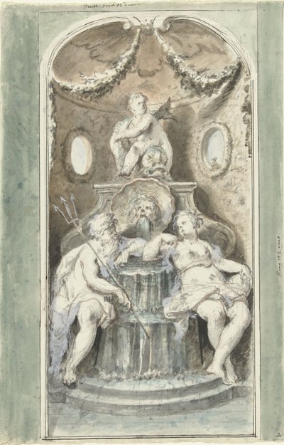 Progetto per una pittura decorativa con una fontana da Dionys van Nijmegen