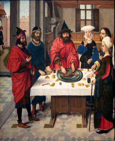Chiesa parrocchiale (Parochiekerk Sint-Pieter). Dipinto. Ultima Cena. Dirk Bouts. 1464-1468. (dettaglio) da Dirck Bouts