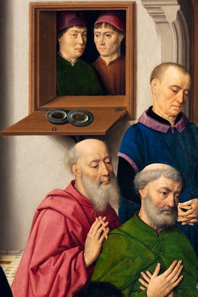 Chiesa parrocchiale (Parochiekerk Sint-Pieter). Ultima Cena. Dirk Bouts. 1464-1468. (dettaglio) da Dirck Bouts