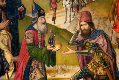 Chiesa parrocchiale (Parochiekerk Sint-Pieter). Ultima Cena. Dirk Bouts. 1464-1468. (dettaglio) da Dirck Bouts