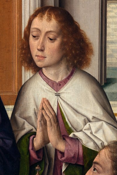 Chiesa parrocchiale (Parochiekerk Sint-Pieter). Ultima Cena. Dirk Bouts. 1464-1468. (dettaglio) da Dirck Bouts