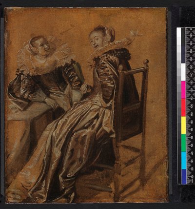 Due signore sedute a un tavolo da Dirck Hals