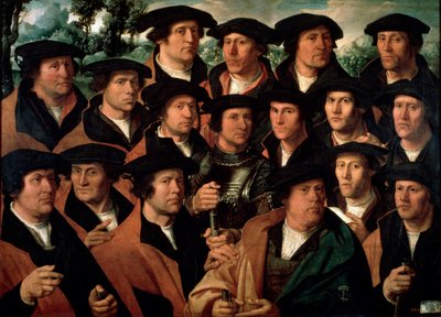 Ritratto di Gruppo della Corporazione dei Tiratori di Amsterdam, 1532 da Dirck Jacobsz