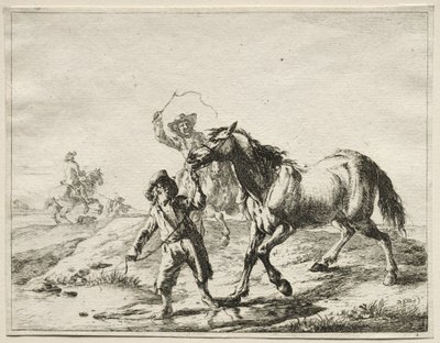 Un ragazzo che porta un cavallo a bere da Dirck Stoop