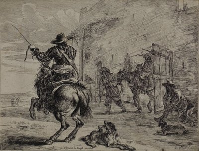 Cavallo impennato, vicino a una stalla, tavola uno dalla Serie di cavalli da Dirck Stoop