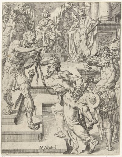 Cristo davanti a Caifa da Dirck Volckertsz. Coornhert (attributed to)
