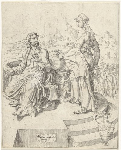 Gesù parla con la donna samaritana da Dirck Volckertsz. Coornhert (attributed to)
