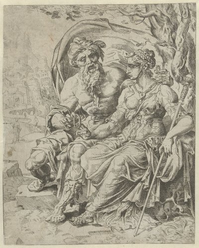 Giuda dà il pegno a Tamar da Dirck Volckertsz. Coornhert (attributed to)