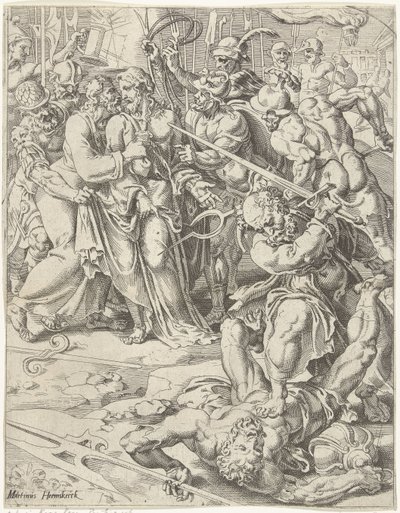 Bacio di Giuda e arresto di Cristo da Dirck Volckertsz. Coornhert (attributed to)