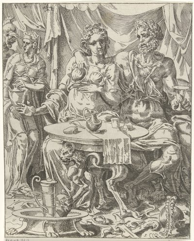 Giuditta e Oloferne godono di un banchetto da Dirck Volckertsz. Coornhert (attributed to)