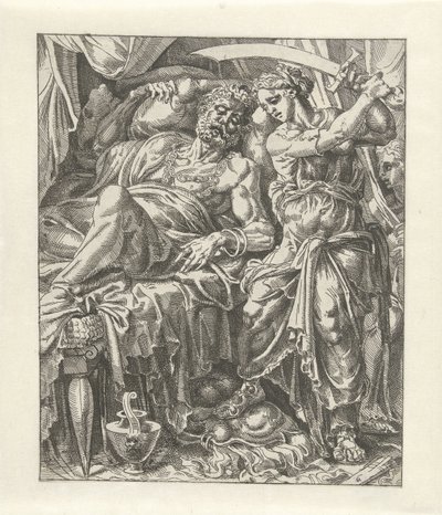 Giuditta decapita Oloferne (Giuditta e Oloferne) da Dirck Volckertsz. Coornhert (attributed to)