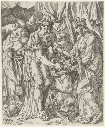 Giuditta mette la testa di Oloferne in un sacco da Dirck Volckertsz. Coornhert (attributed to)
