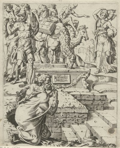 Rebecca incontra Eliezer al pozzo da Dirck Volckertsz. Coornhert (attributed to)