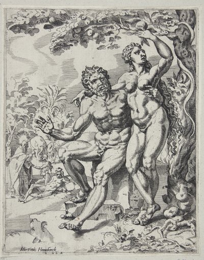 Adamo ed Eva che prendono il frutto proibito da Dirck Volckertsz. Coornhert