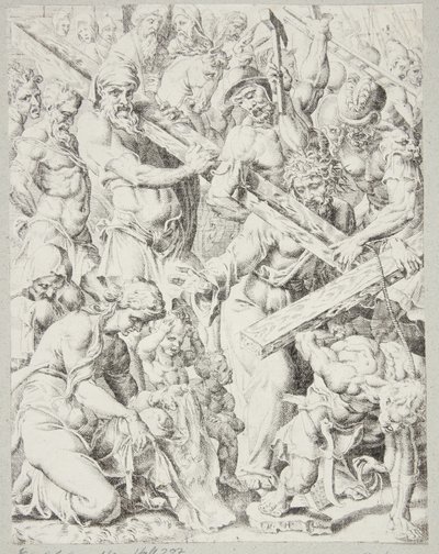Cristo che porta la croce e il miracolo del panno di Veronica da Dirck Volckertsz. Coornhert