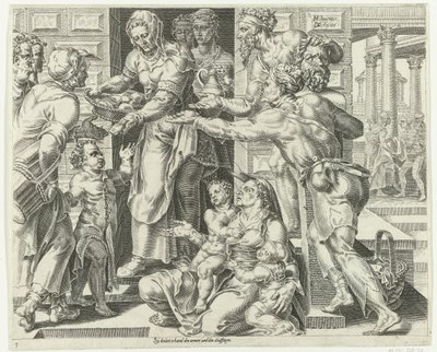 La donna virtuosa pratica la carità da Dirck Volckertsz. Coornhert