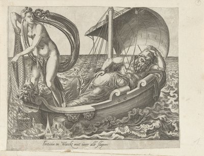 La fortuna non favorisce chi si addormenta; La pazienza come vincitrice della fortuna (serie Proverbi sulla Fortuna) da Dirck Volckertsz. Coornhert
