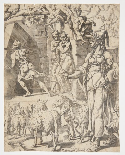 Giacobbe rimuove la pietra dalla bocca del pozzo da Dirck Volckertsz. Coornhert
