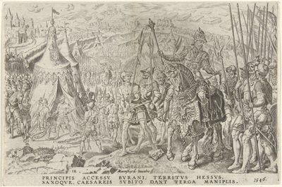 Campo Imperiale a Ingolstadt, 1546 Vittorie di Carlo V (titolo della serie) Divi Caroli. V. imp. opt. max. victoriae, ex multis praecipuae (titolo della serie) da Dirck Volckertsz. Coornhert