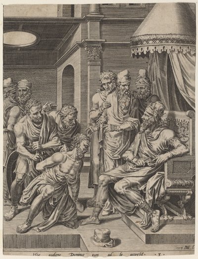 Il servo spietato portato davanti al re da Dirck Volckertz Coornhert, after Maerten van Heemskerck