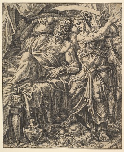 Giuditta che decapita Oloferne, dalla storia di Giuditta e Oloferne da Dirck Volkertsen Coornhert