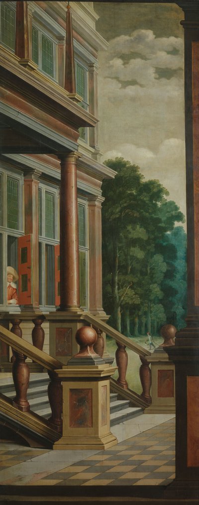 Una sequenza decorativa in sette parti: una scala esterna da Dirck van Delen