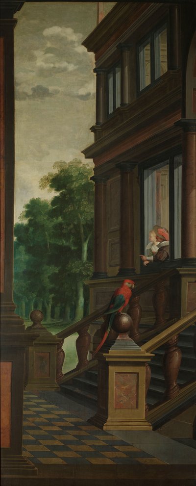 Una sequenza decorativa in sette parti: una scala esterna da Dirck van Delen