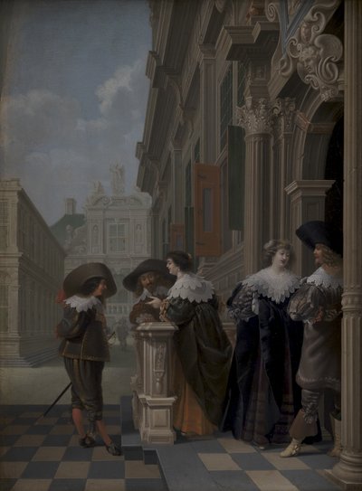 Conversazione fuori da un palazzo da Dirck van Delen