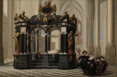 Una famiglia sulla tomba del principe Guglielmo I nella Nieuwe Kerk, Delft da Dirck van Delen