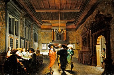 Interno con partita a carte da Dirck van Delen
