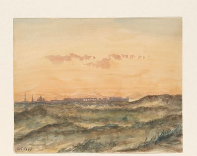 Paesaggio con in lontananza il profilo di una città da Dirk Arnoldus Tavenraat
