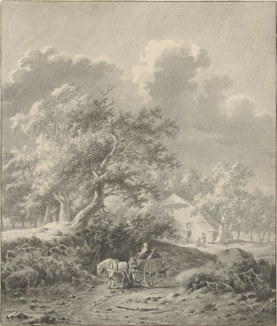 Paesaggio con cavallo e carro da Dirk Jan van der Laan