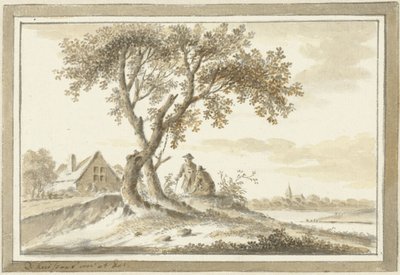Paesaggio con due uomini sotto un albero da Dirk Kuipers
