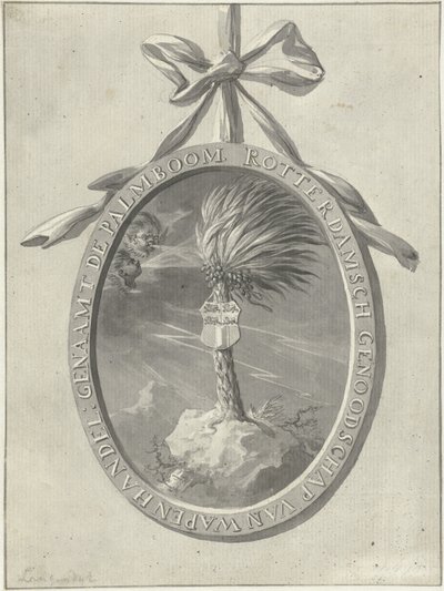 Emblema della compagnia di esercizi di Rotterdam De Palmboom, 1785 da Dirk Langendijk