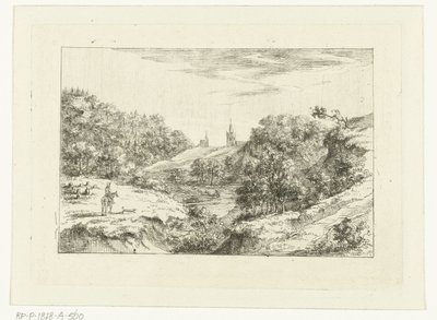 Paesaggio dunale con chiese e cavaliere presso Scheveningen da Dirk Vis Blokhuyzen