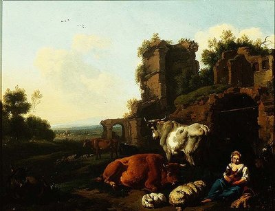 Paesaggio con Pastorella, c.1670 da Dirk van Berghen