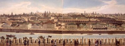 Veduta di Zamoskvoreche dal Cremlino, da un panorama di Mosca, inciso da Philippe Benoist e Aubrun, pub. da Lemercier, c.1840 da Dmitri (after) Indieitzeff