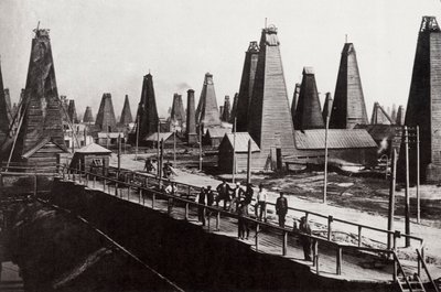 Pozzi petroliferi a Baku sul Mar Caspio, Russia, c1890 da Dmitri Ivanovich Yermakov