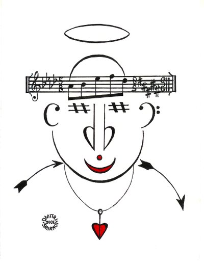 Dzen - un volto disegnato utilizzando la notazione musicale da Dmitri Smirnov