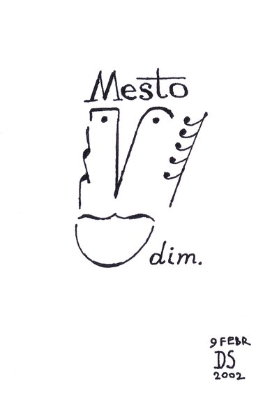 Mesto - una caricatura di un volto disegnata utilizzando la notazione musicale da Dmitri Smirnov