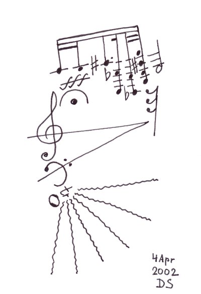 Thrilling Beard" - un volto canterino con barba disegnato utilizzando la notazione musicale. da Dmitri Smirnov