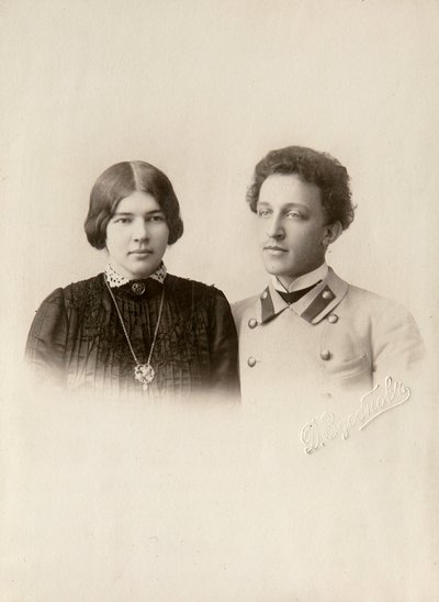 Alexander Blok, poeta russo, con sua moglie Lyuba da Dmitri Spiridonovich Zdobnov