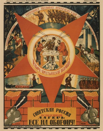 La Russia sovietica è sotto assedio. Tutti alla difesa! Poster, 1919 da Dmitriy Stakhievich Moor