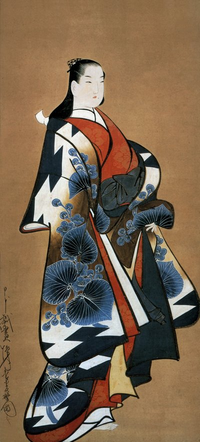 Cortigiana giapponese, c. 1705-1715 (inchiostro su seta) da Dohan Kaigetsudo