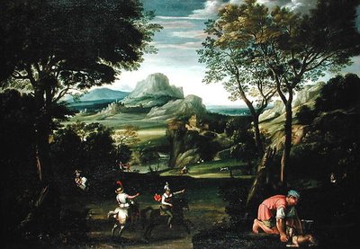 Paesaggio con barche o paesaggio con scena di caccia da Domenichino