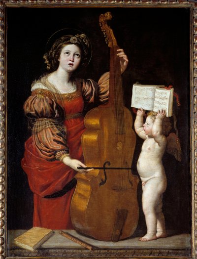 Santa Cecilia con un angelo che tiene uno spartito. Domenico Zampieri detto Il Domenichino da Domenichino
